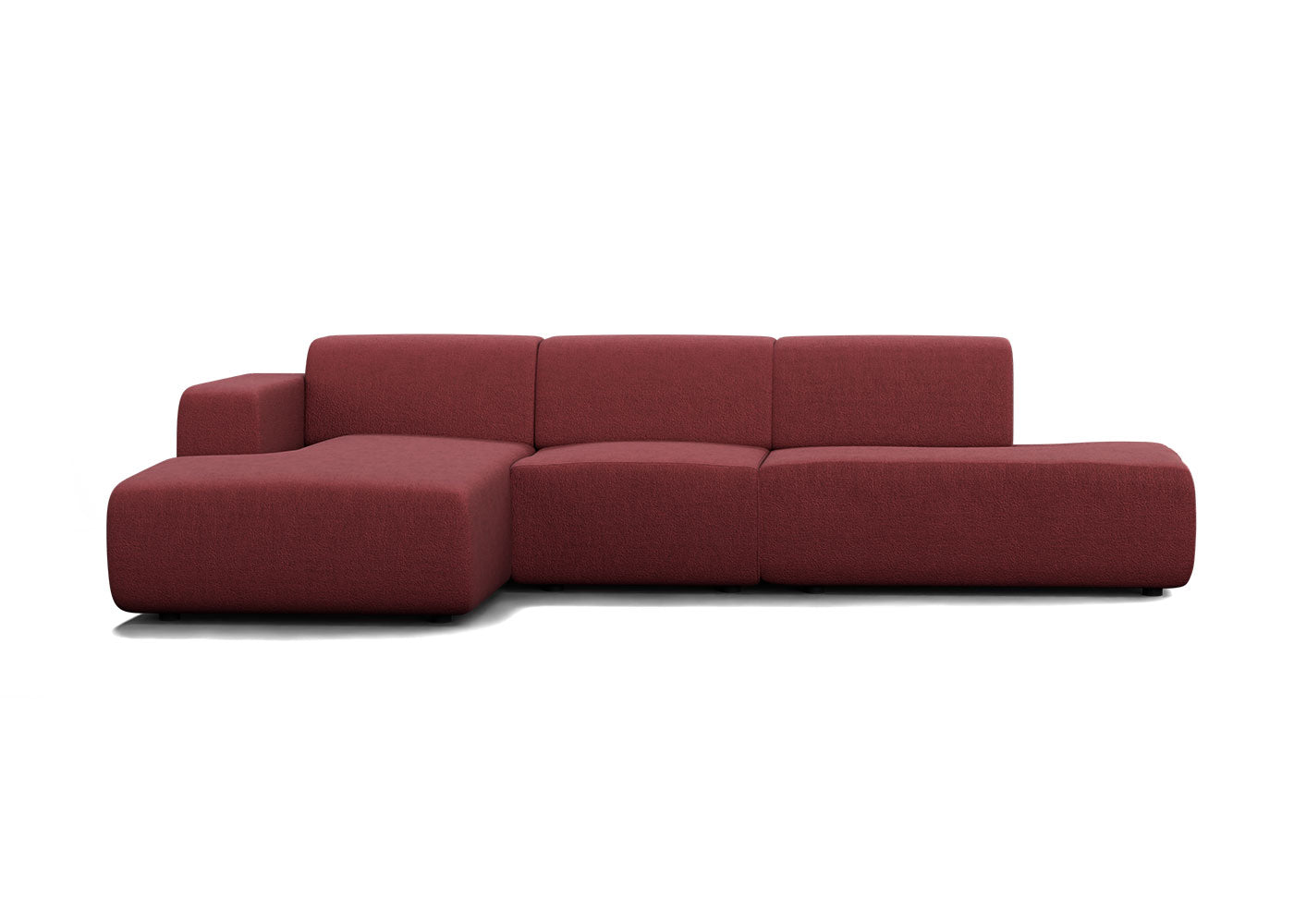 Manouk Harmony loungebank in roze/bordeaux met ottomaan - Links